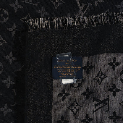 Louis Vuitton Silk Lurex Wool Monogram Shine Shawl Black 3 of 5
