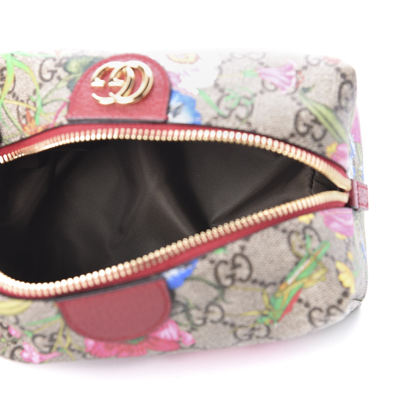 Gucci Soft GG Supreme Monogram Flora Calfskin Medium Ophidia Cosmetic Case Beige Ebony Multicolor Rosso 4 of 10