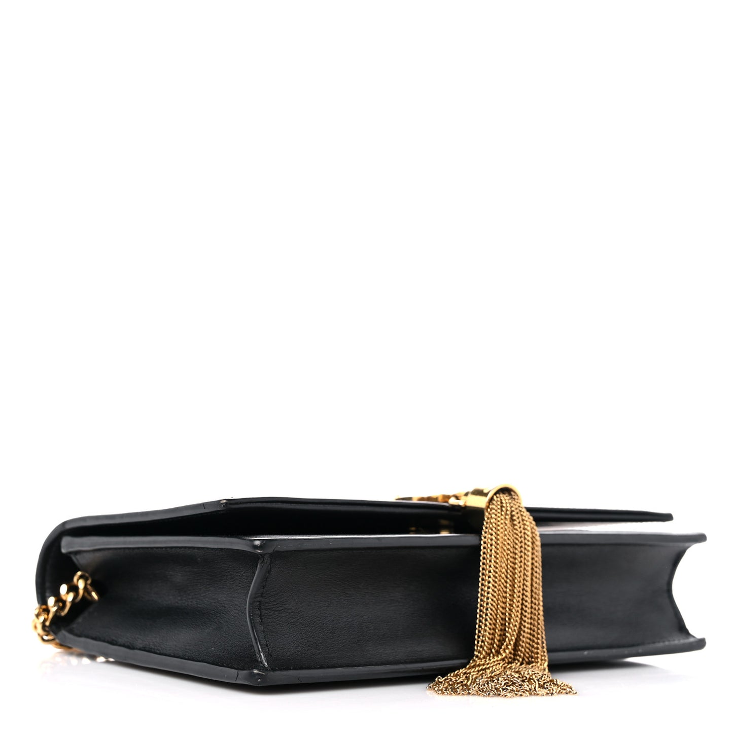 Smooth Calfskin Classic Monogram Kate Tassel Chain Wallet Black