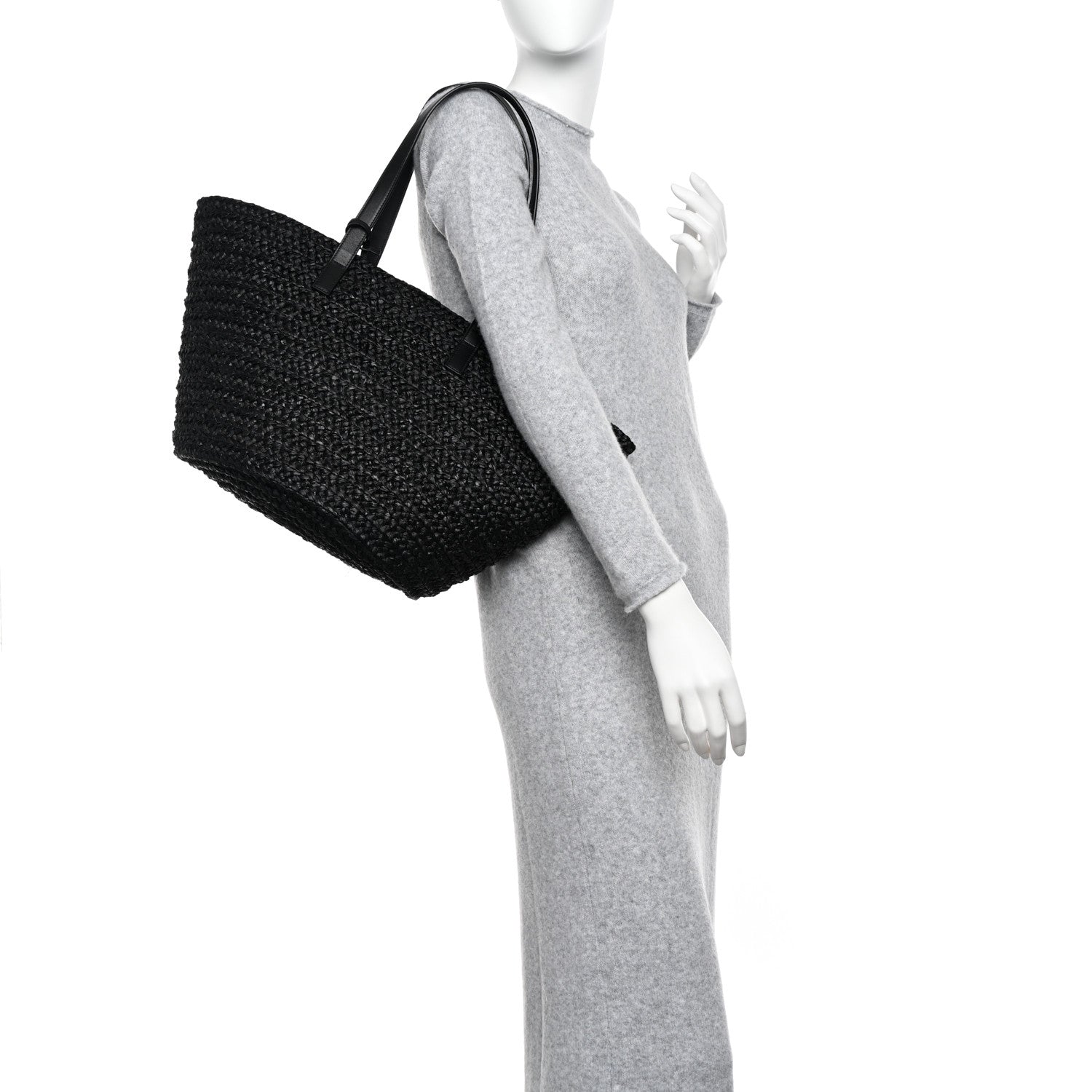 Saint Laurent Raffia Medium Panier Bag Black 2 of 9