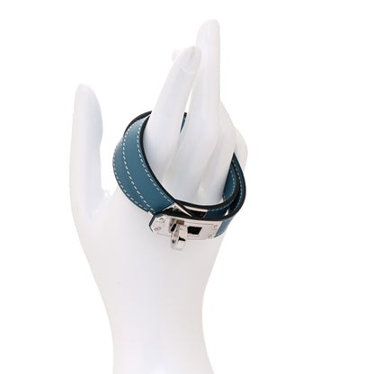 Hermes Swift Kelly Double Tour Bracelet T4 New Blue Jean 2 of 5