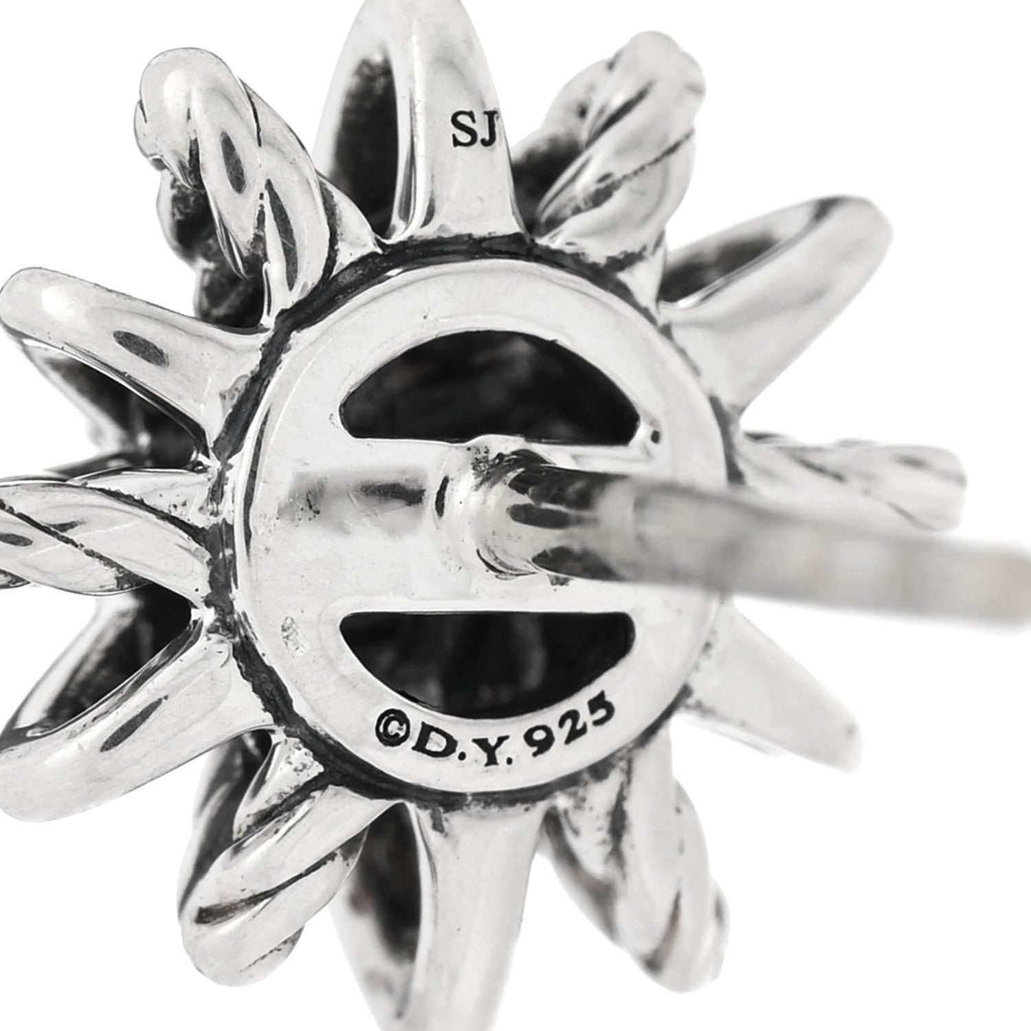David Yurman Sterling Silver Diamond 10mm Petite Starburst Earrings 4 of 4