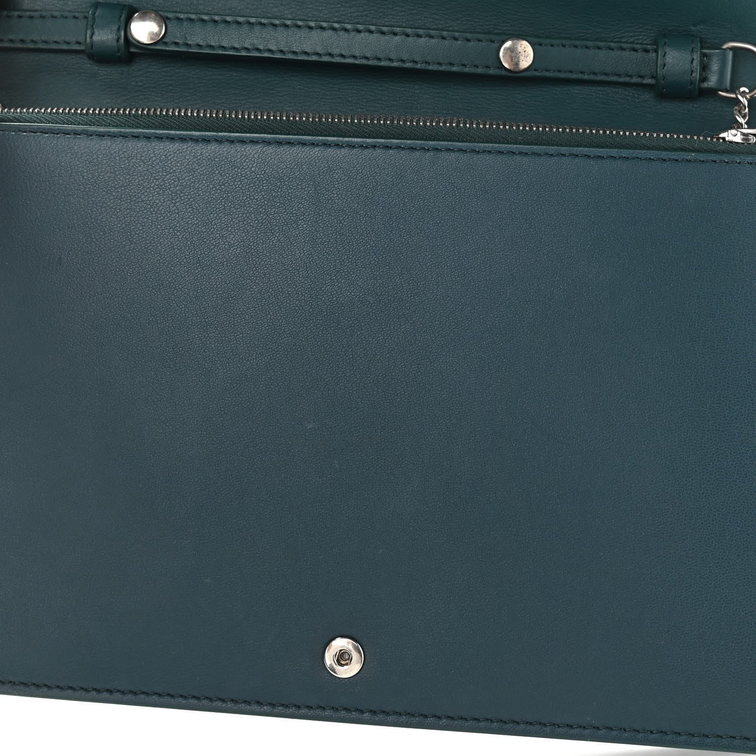 Celine Smooth Lambskin Frame Evening Chain Clutch Mineral Dark Green 12 of 19