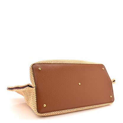 Valentino Garavani Raffia Grained Calfskin Medium Rockstud Vlogo Tote Naturale 5 of 15