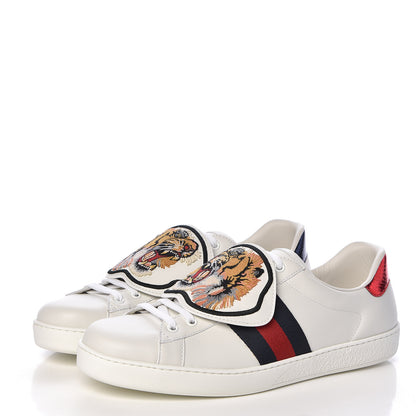 Gucci Calfskin Ayers Web Tiger Embroidered Mens Ace Sneakers 10.5 White 3 of 12
