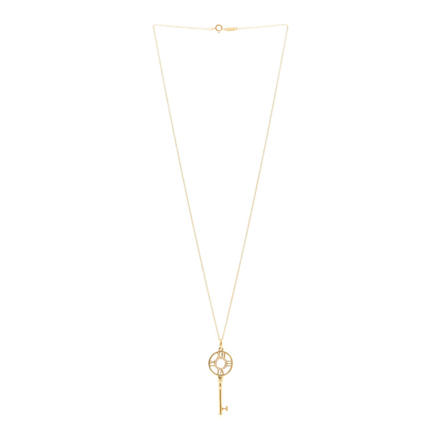 18K Yellow Gold Diamond Large Atlas Key Pendant Necklace