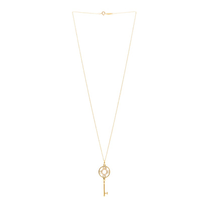 Tiffany 18K Yellow Gold Diamond Large Atlas Key Pendant Necklace 3 of 5