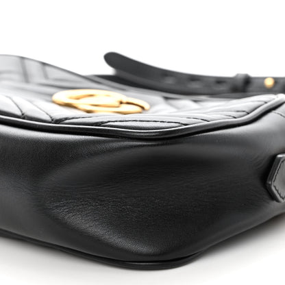 Gucci Calfskin Matelasse Small GG Marmont Chain Shoulder Bag Black 10 of 11