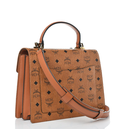 MCM Visetos Medium Patricia Pocket Satchel Cognac 3 of 8
