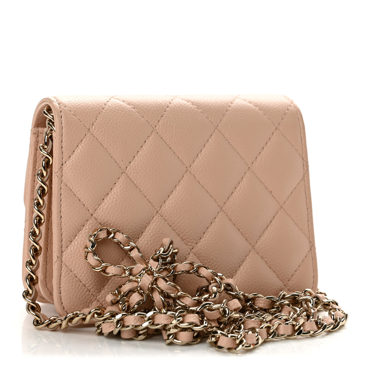 Chanel Caviar Quilted Mini Ribbon Clutch With Chain Light Beige 3 of 11