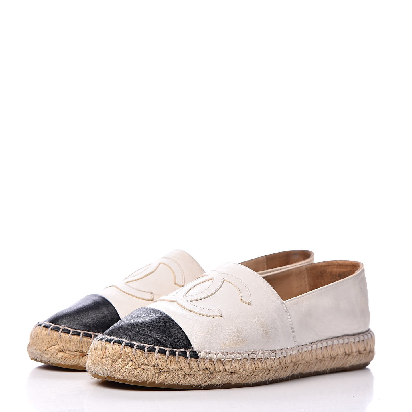 Lambskin CC Espadrilles 38 White Black