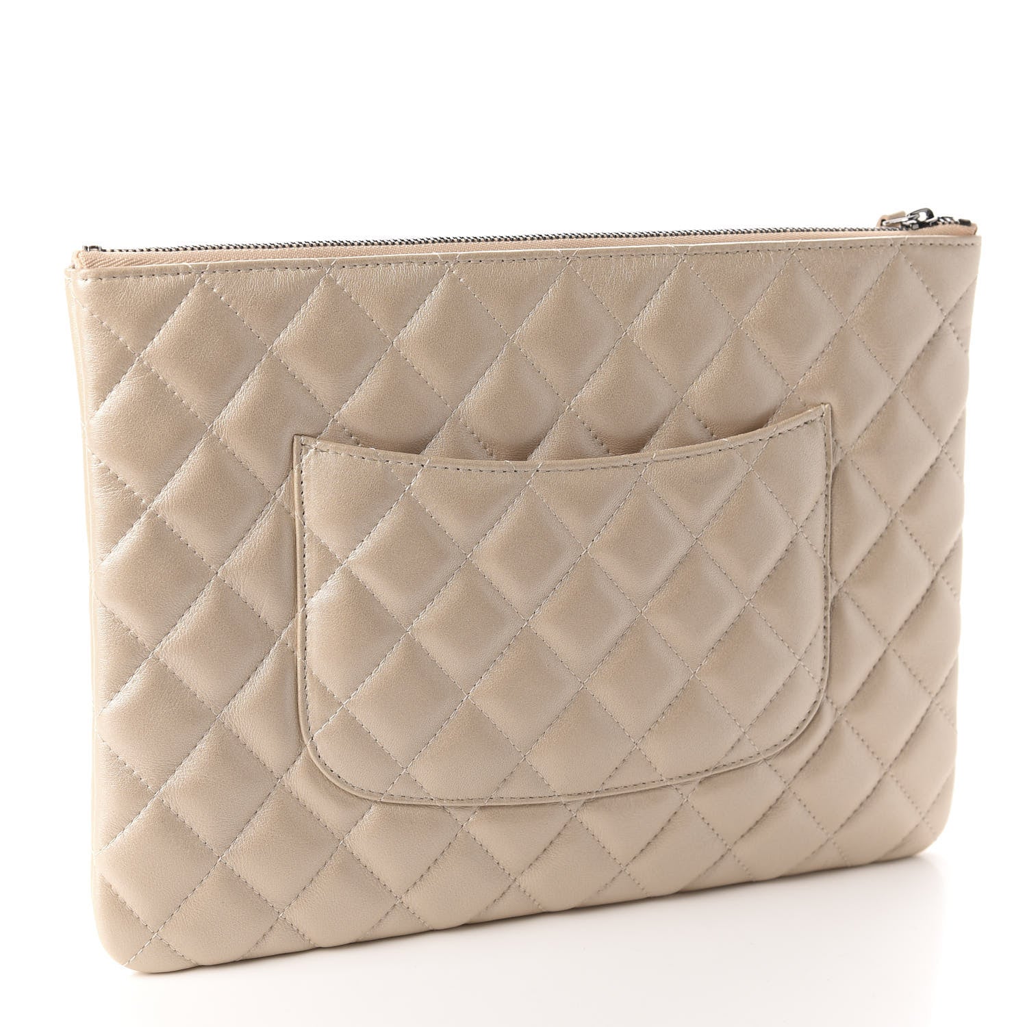 Chanel Iridescent Lambskin Quilted Medium Cosmetic Case Beige 3 of 11
