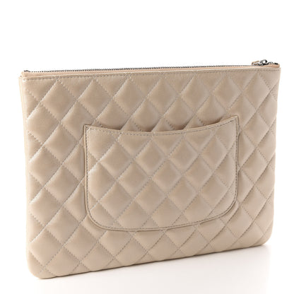 Chanel Iridescent Lambskin Quilted Medium Cosmetic Case Beige 3 of 11
