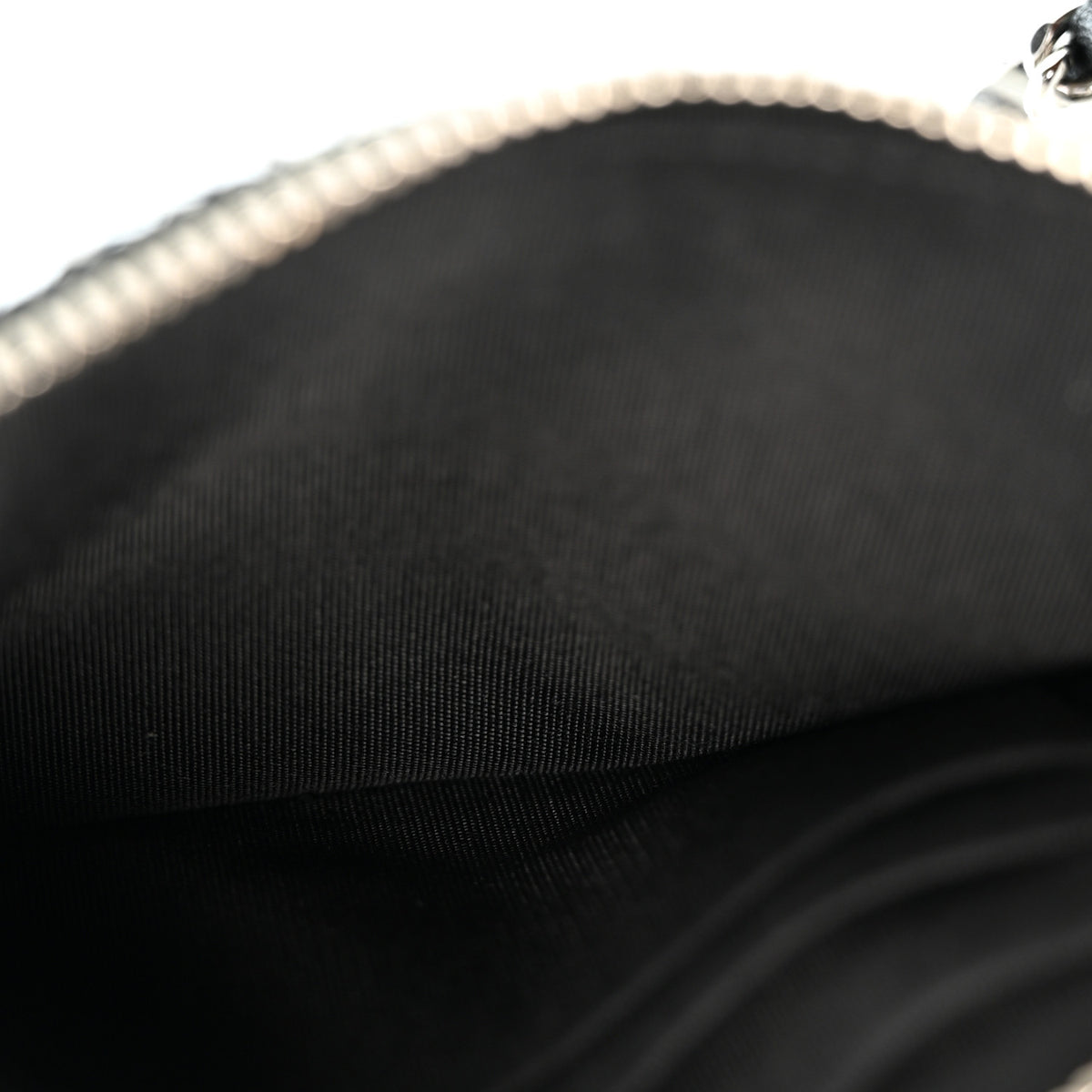 Sequin Lambskin Summer Night Clutch With Chain  Black Silver