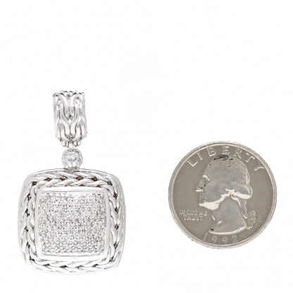 John Hardy Sterling Silver Diamond 24mm Classic Chain Pave Enhancer Pendant 2 of 3