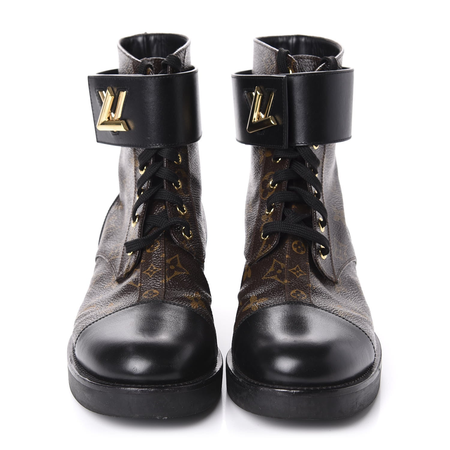 Louis Vuitton Monogram Calfskin Wonderland Flat Ranger Boots 38.5 Black 2 of 10