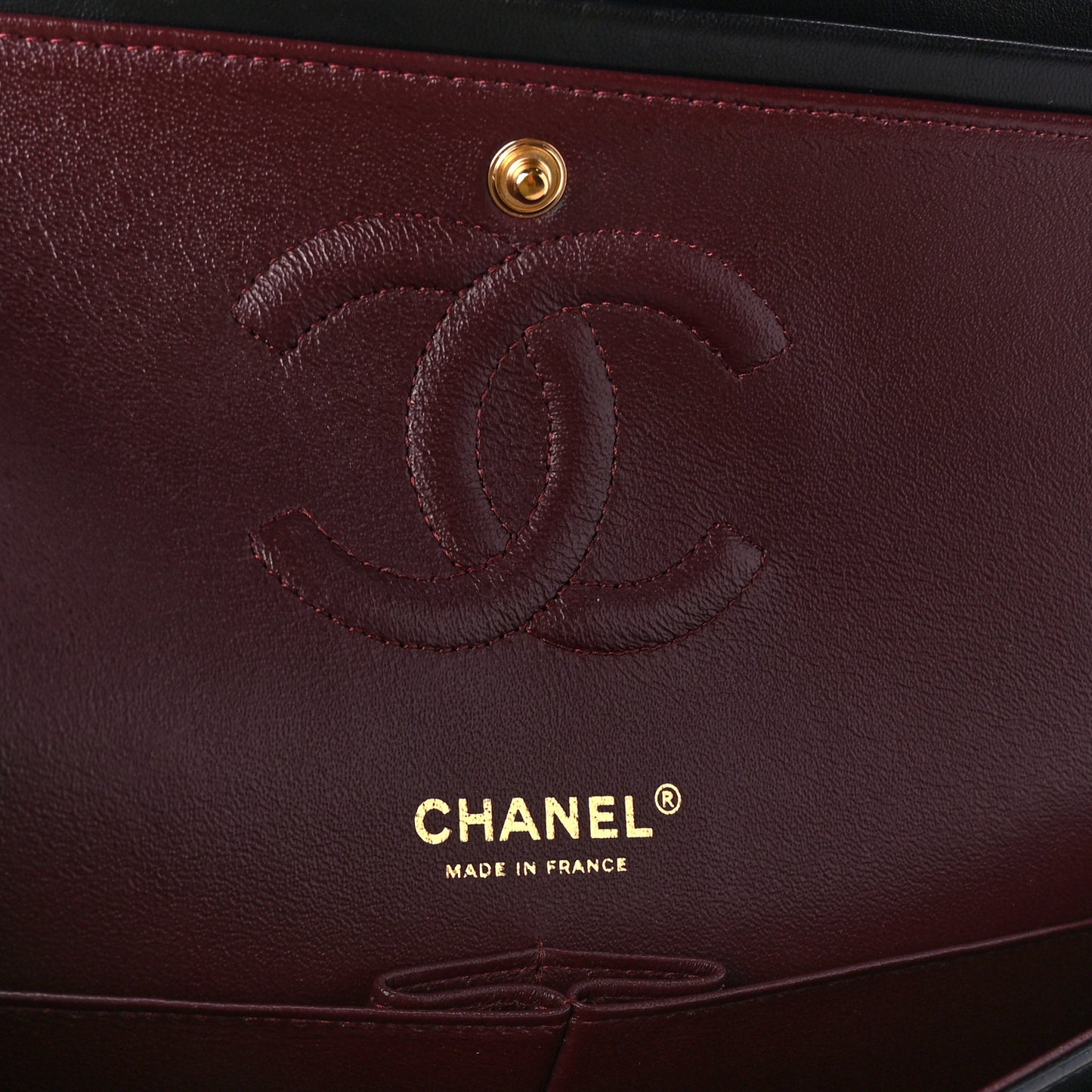 Lambskin Quilted Medium Double Flap Black