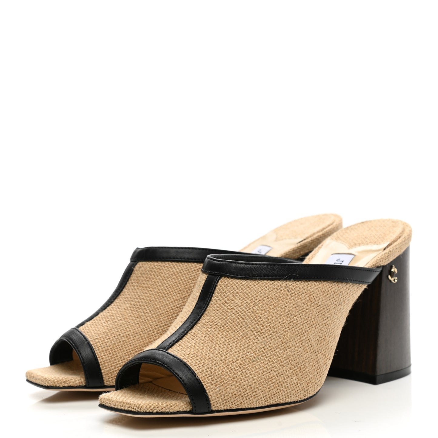 Woven Jute Joud 85 Mule Sandals 39.5 Natural Black