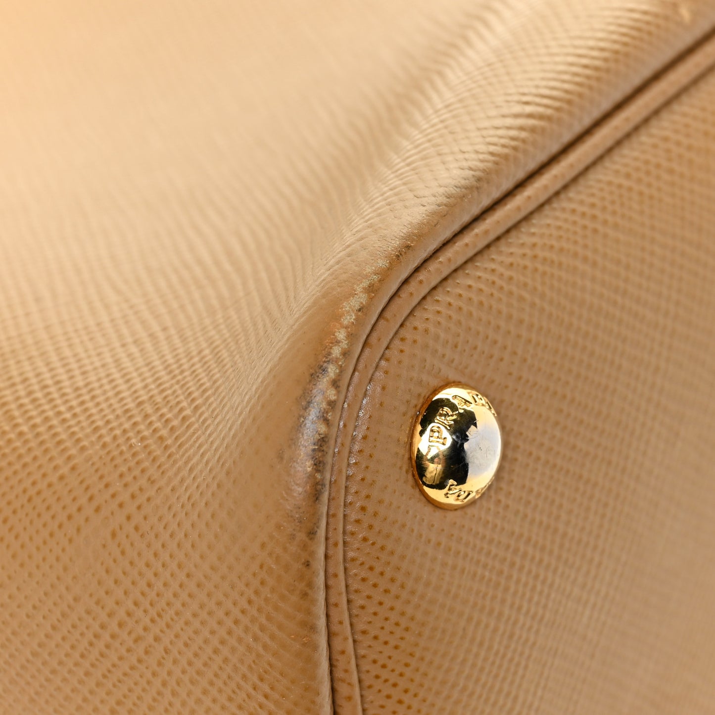 Saffiano Cuir Medium Double Bag Caramel Fuoco