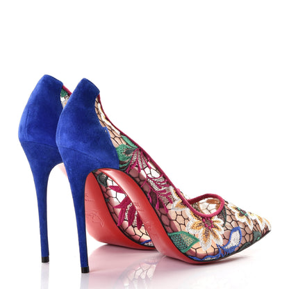 Christian Louboutin Lace Veau Velours Florale Follies 100 Pumps 39.5 Multicolor 2 of 7