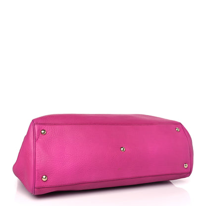 Gucci Pebbled Calfskin Large Bamboo Shopper Tote Bright Bougainvillea 4 of 10