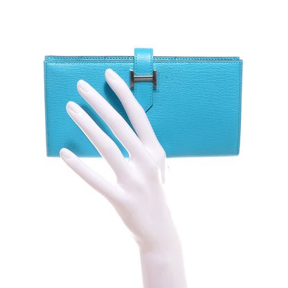 Hermes Chevre Mysore Bearn Wallet Bleu Azteque 2 of 19
