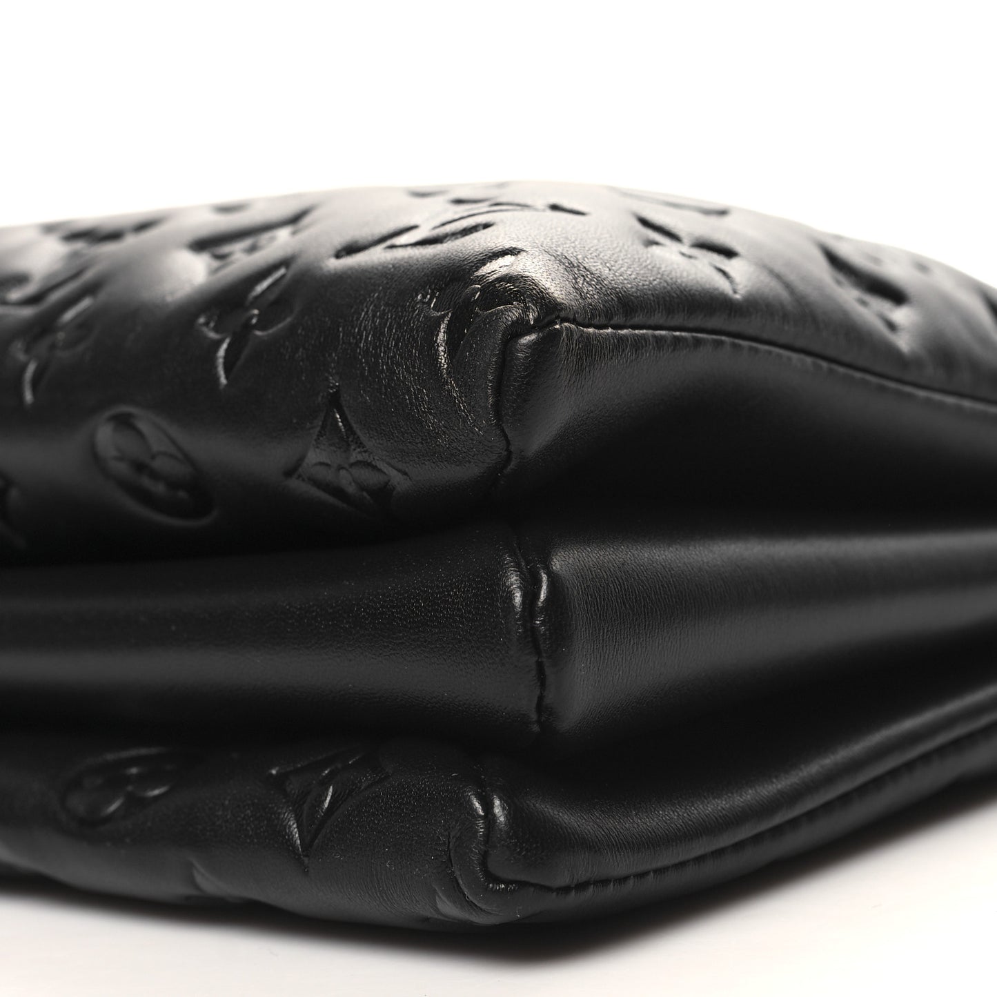 LOUIS VUITTON Lambskin Embossed Monogram Coussin MM Black