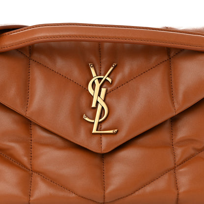 Saint Laurent Lambskin Quilted Small Loulou Puffer Monogram Chain Satchel Dark Honey 7 of 9