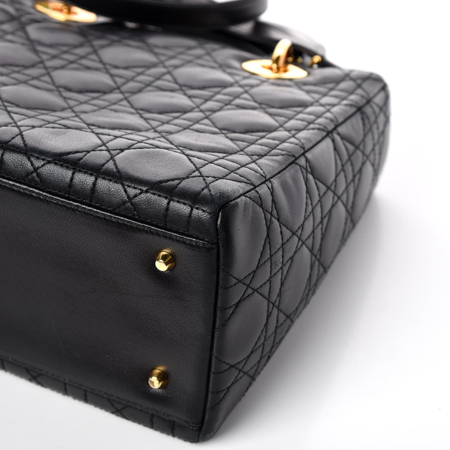 Christian Dior Lambskin Cannage Medium Lady Dior Black 10 of 17
