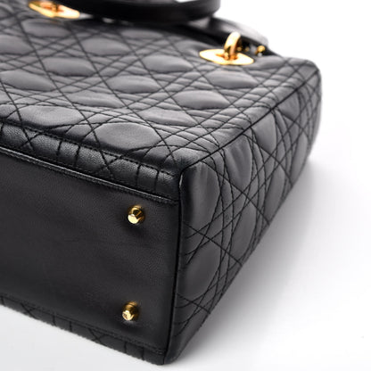 Christian Dior Lambskin Cannage Medium Lady Dior Black 10 of 17