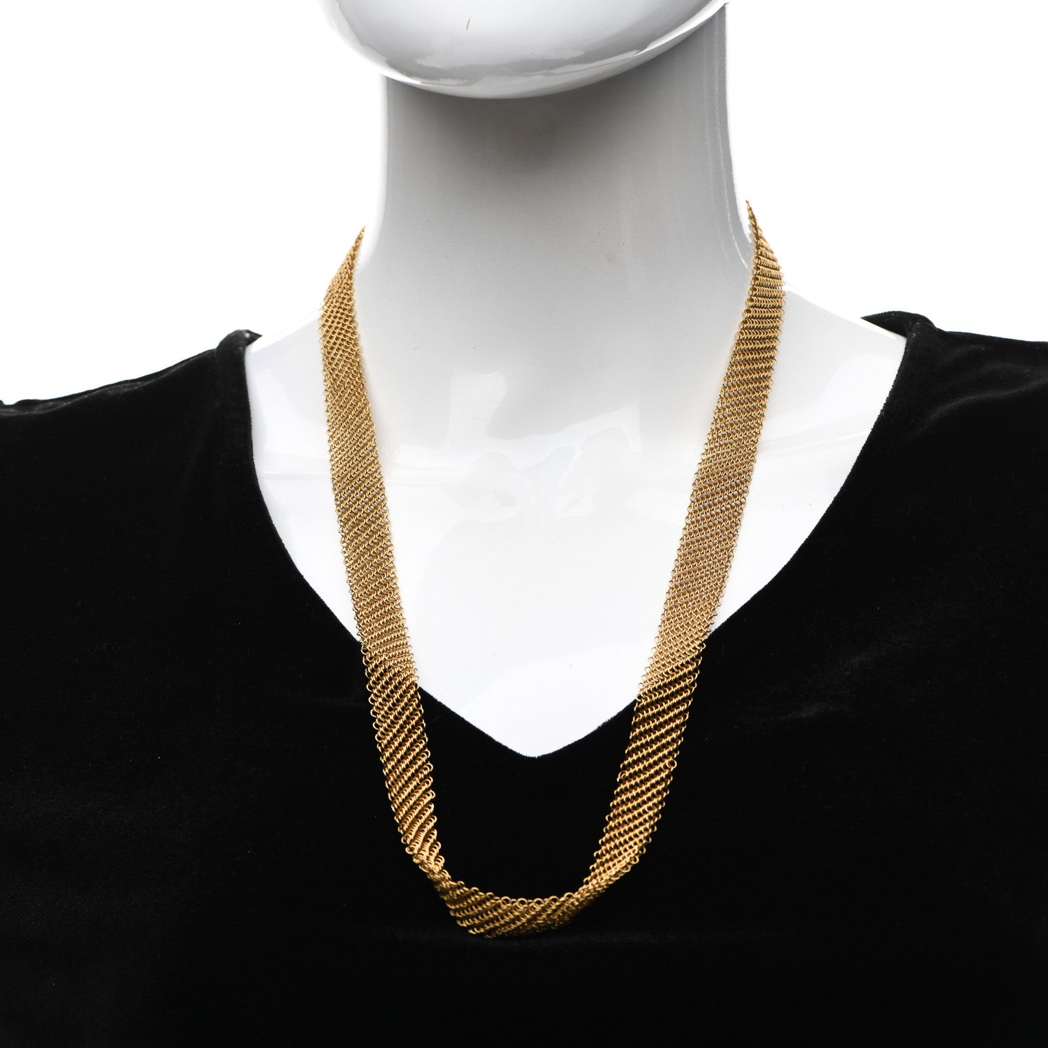 Tiffany 18K Yellow Gold Elsa Peretti Mesh Necklace 2 of 5