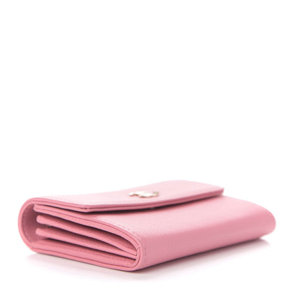 Chanel Goatskin Camellia CC Flap Card Holder Pink Black 3 of 8