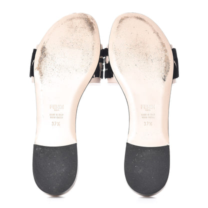 Fendi Vitello Velvet FF Reloaded Flat Slide Sandals 37.5 Soap Black 6 of 11