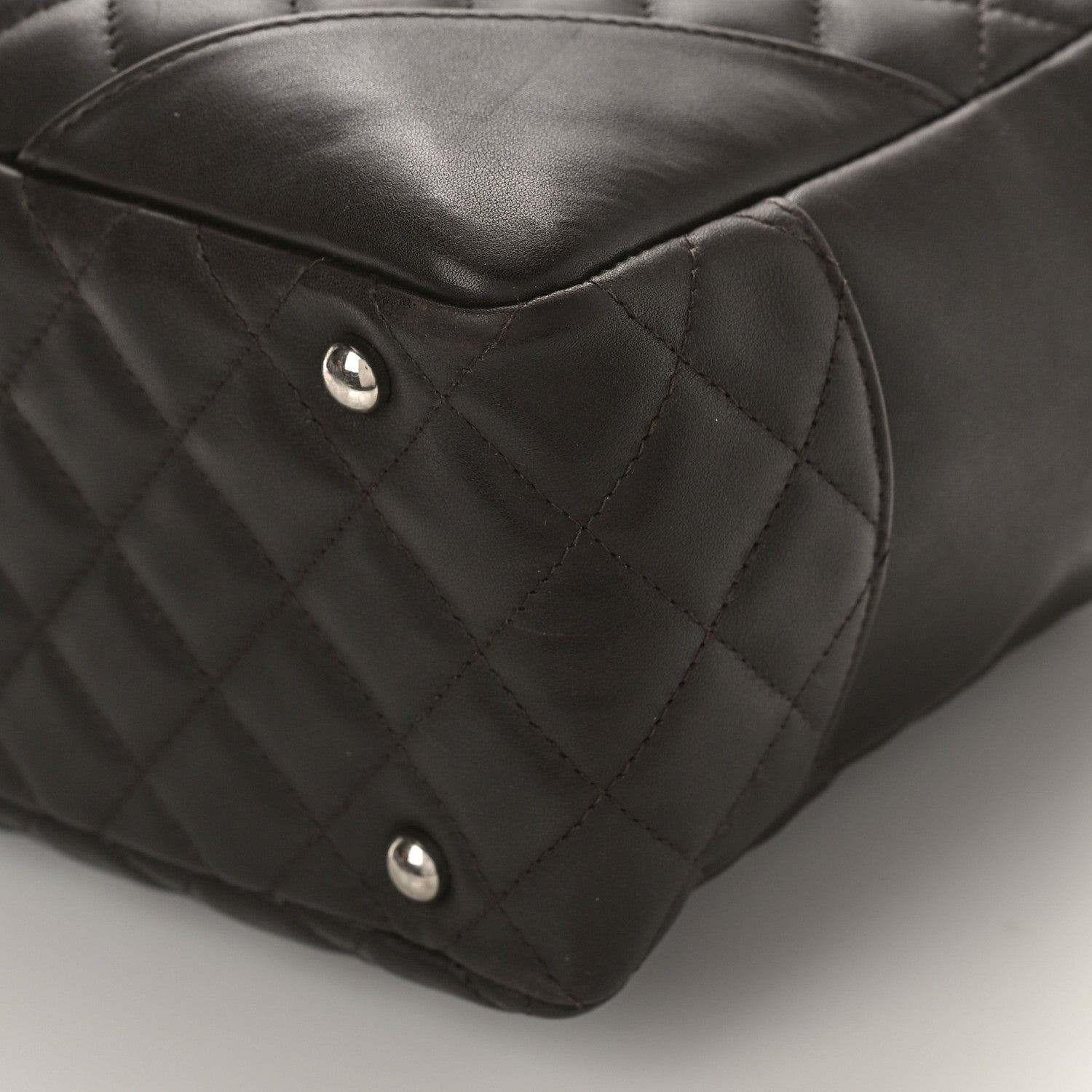 Chanel Calfskin Quilted Cambon Large Bowler Dark Brown 9 of 10