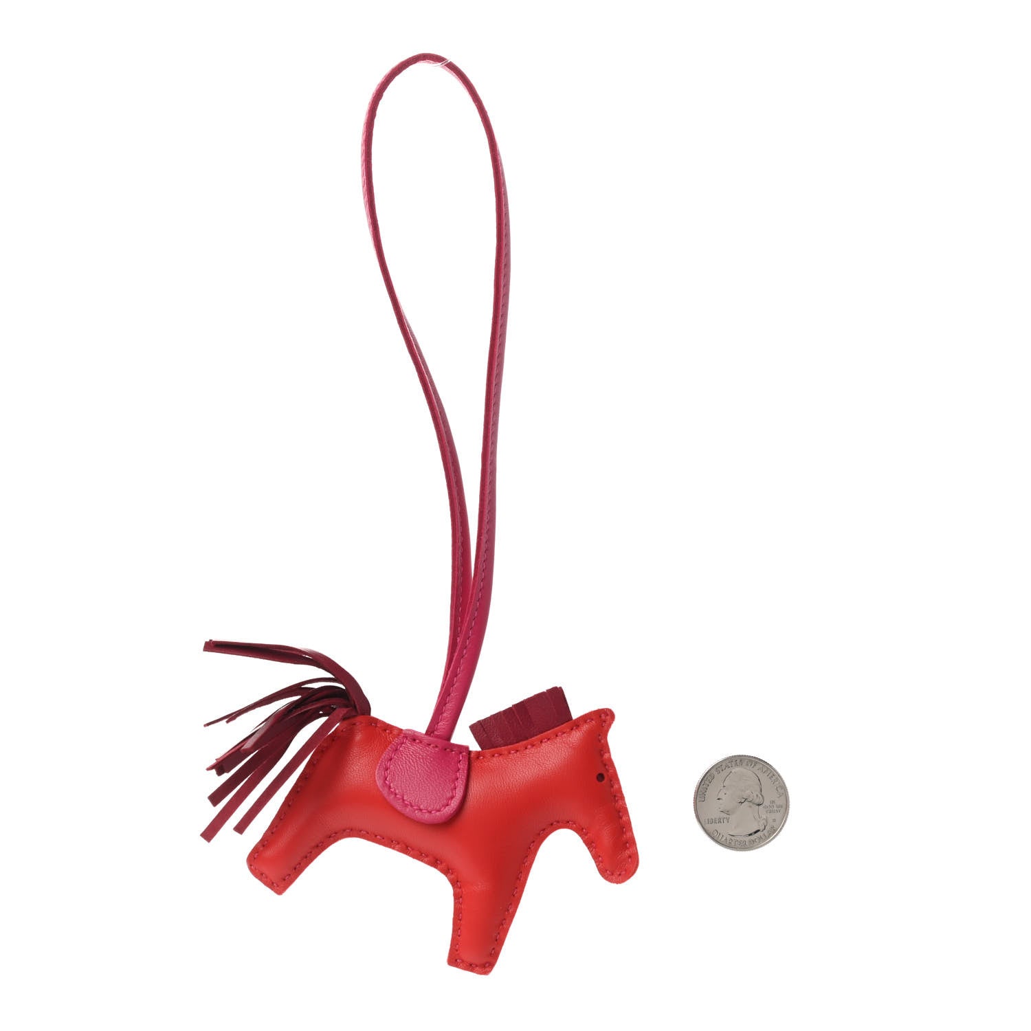 Hermes Milo Lambskin Grigri Rodeo Horse Bag Charm PM Rouge Indien Rubis Rose Mexico 2 of 3