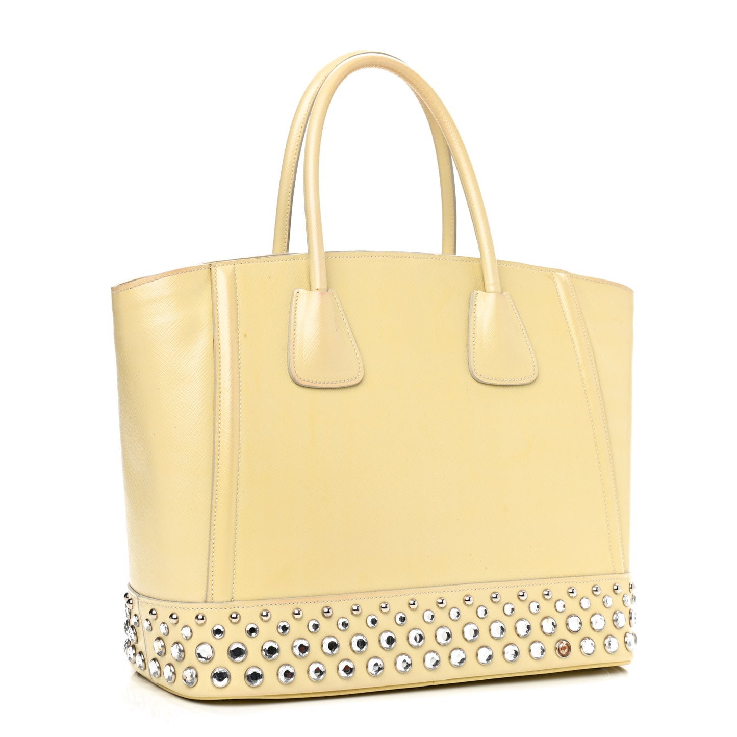 Saffiano Vernice Crystal Studded Tote Talco