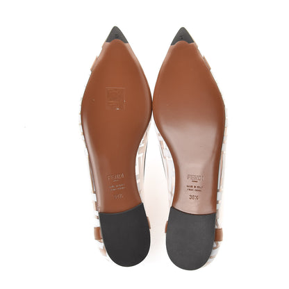 Fendi PVC Calfskin FF Colibri Ballerina Flats 38.5 White Cuoio 7 of 8