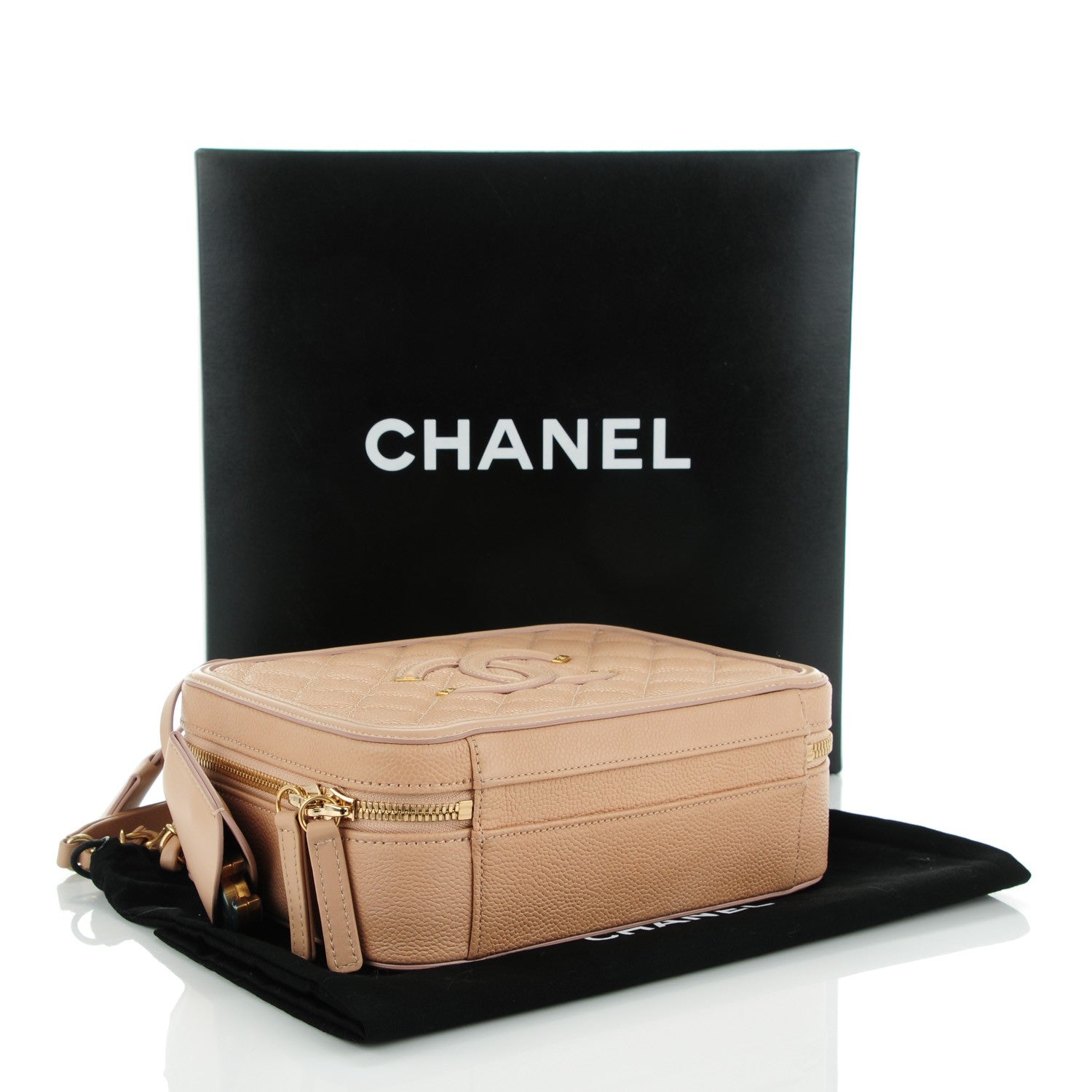 Chanel Caviar Quilted Medium CC Filigree Vanity Case Beige 4 of 8