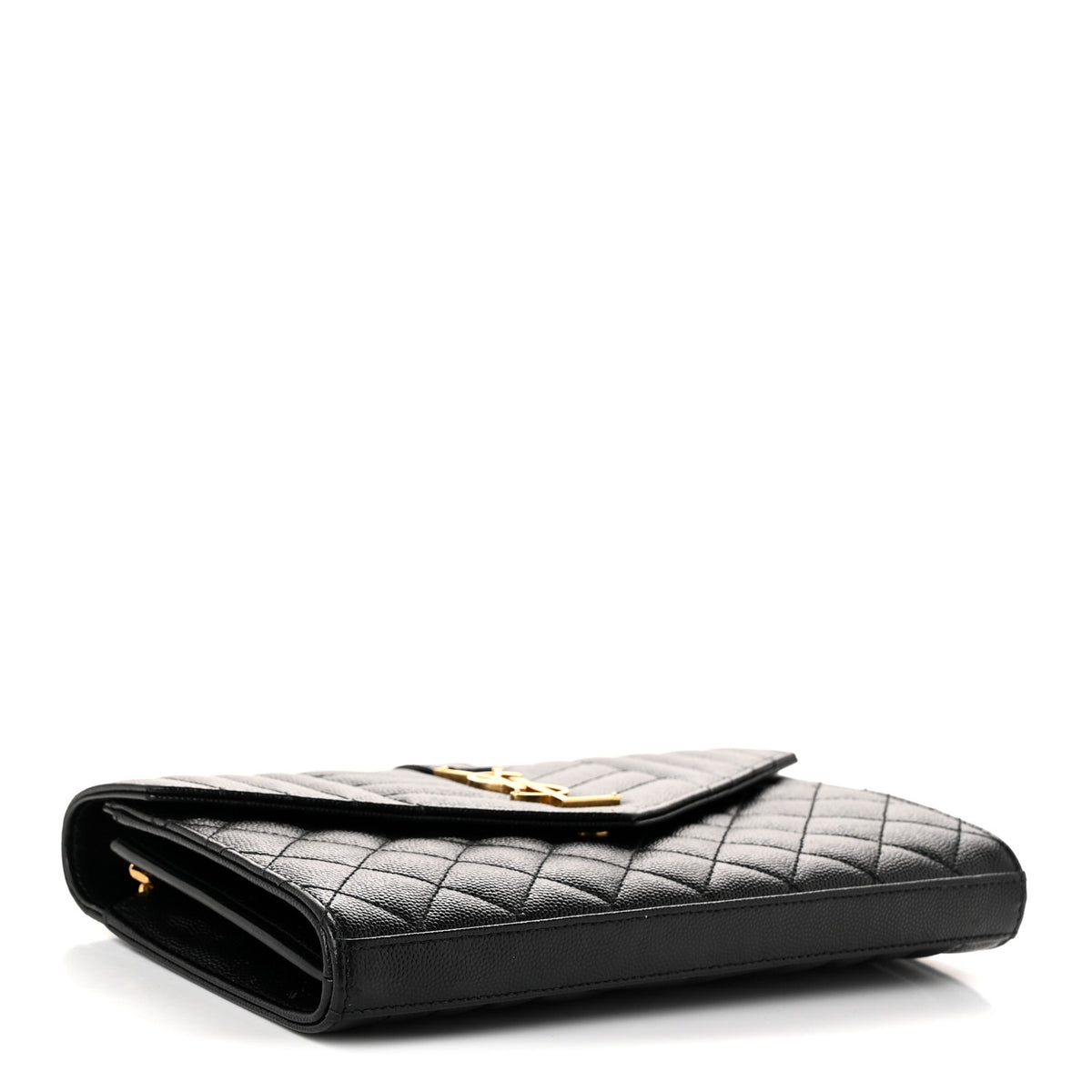 Grain De Poudre Mixed Matelasse Triquilt Monogram Chain Wallet Black