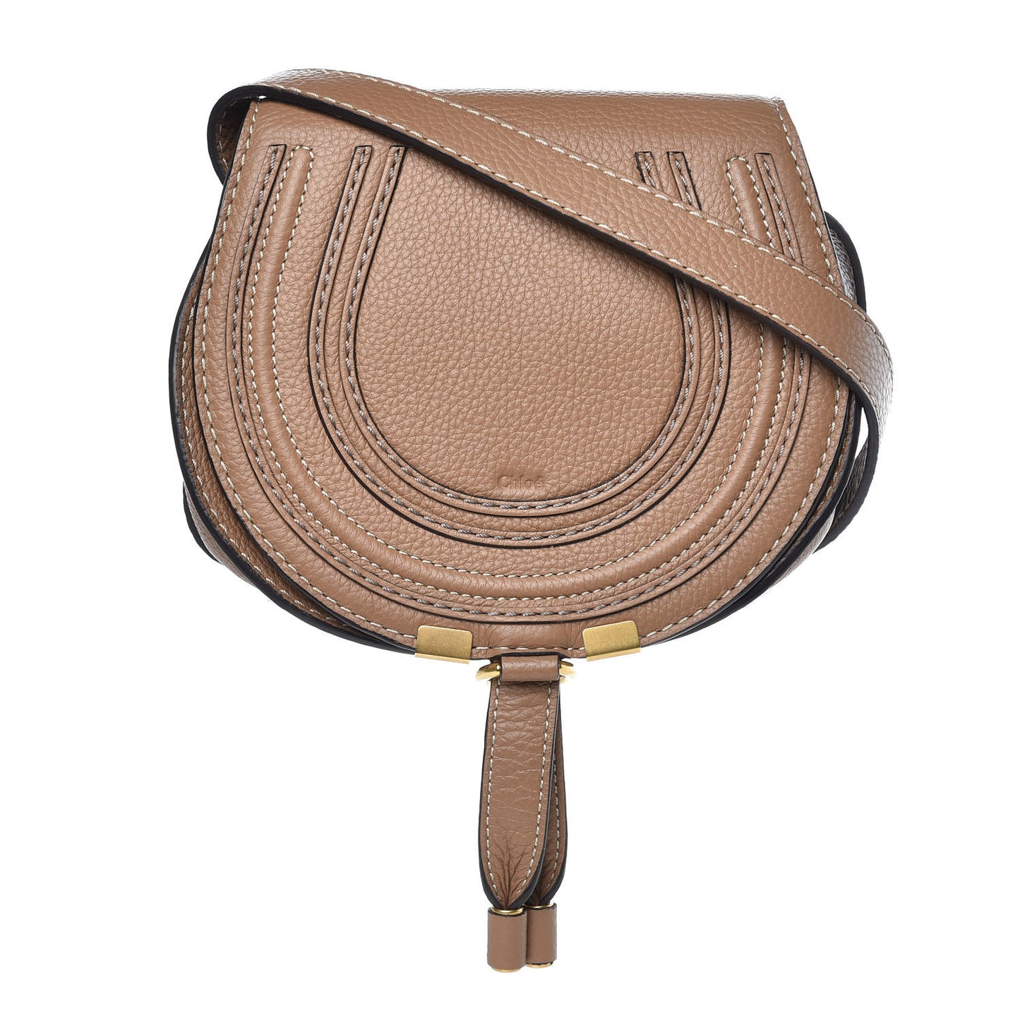 Calfskin Mini Marcie Round Crossbody Bag Nut