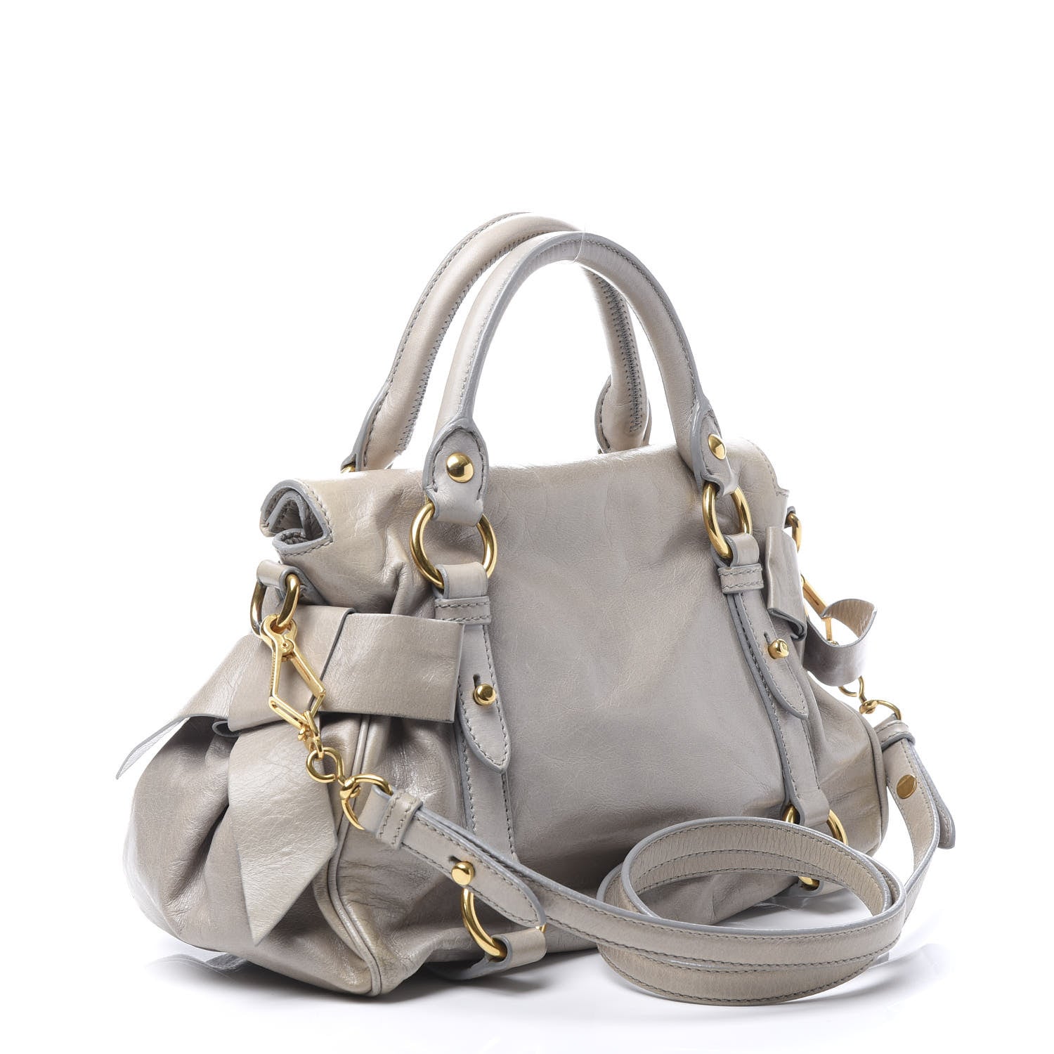 Miu Miu Vitello Lux Mini Bow Bag Grey 2 of 12
