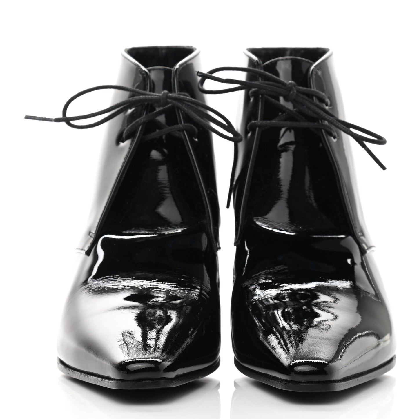 Patent Calfskin Theo Lace-Up Ankle Boots 36 Black