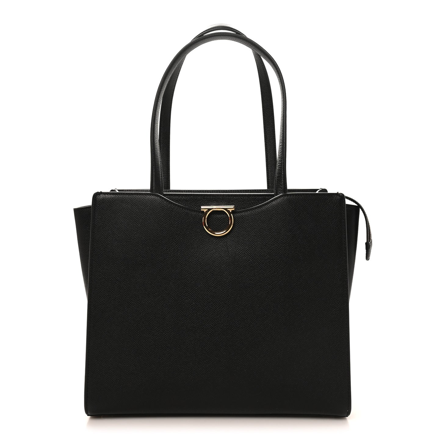Grainy Calfskin Gemini Tote Black