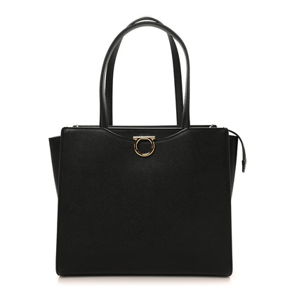 Salvatore Ferragamo Grainy Calfskin Gemini Tote Black 1 of 9