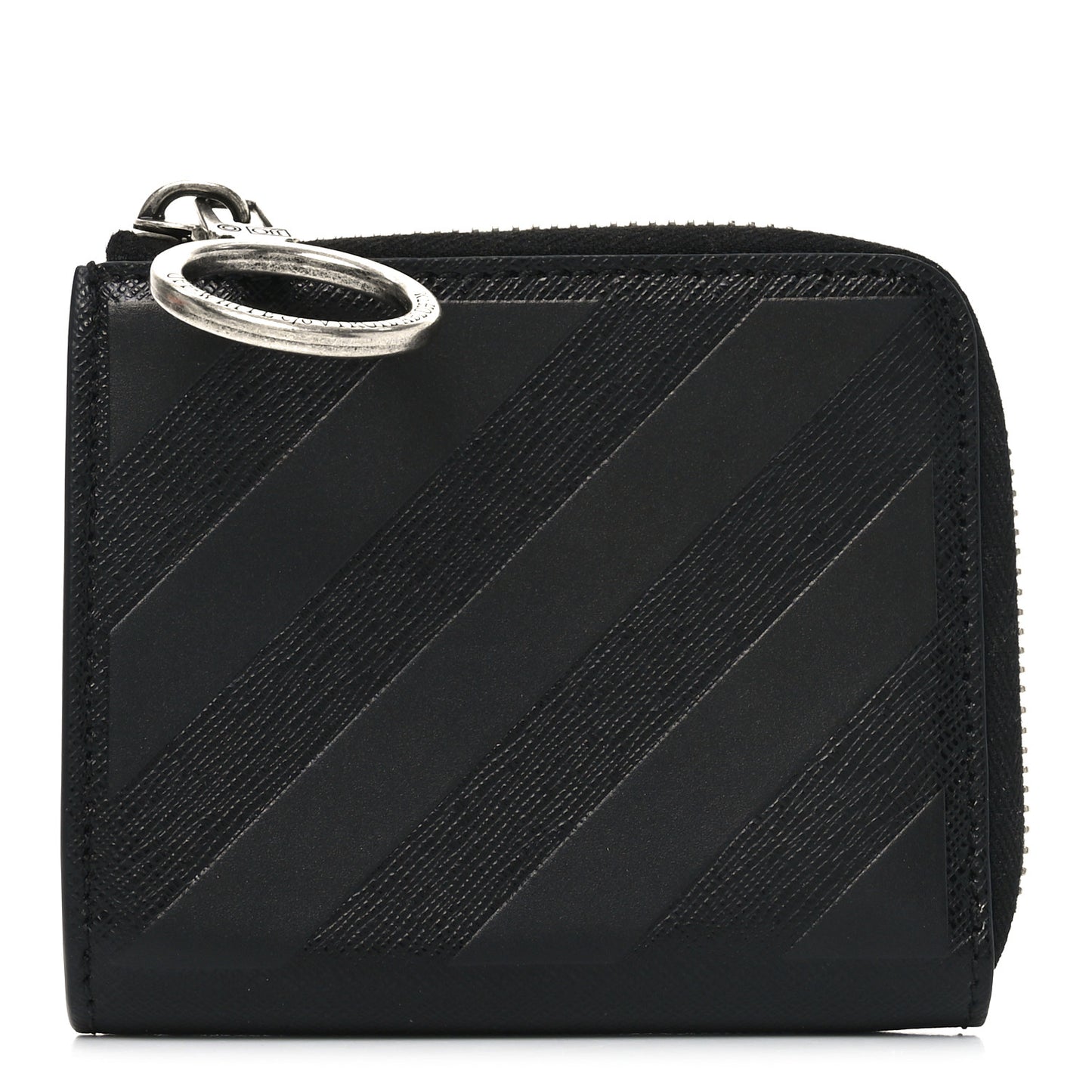 Calfskin 3D Diag Zip Around Wallet Wallet Black