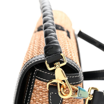 Burberry Raffia Calfskin TB Small Note Crossbody Bag Natural Black 8 of 11