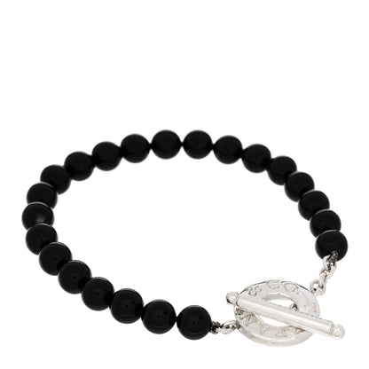 Tiffany Sterling Silver Black Onyx Bead Toggle Bracelet 1 of 3