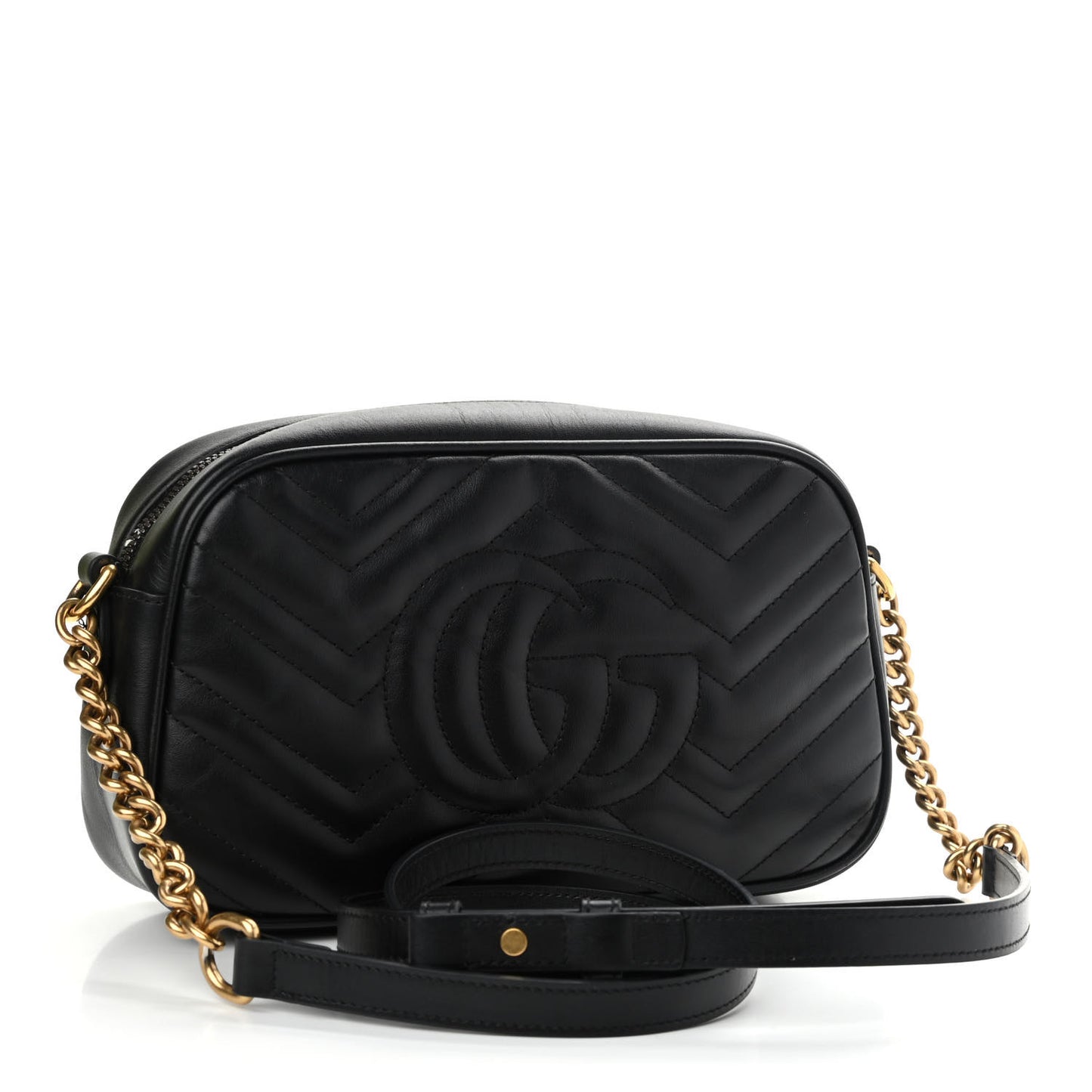 Calfskin Matelasse Small GG Marmont Chain Shoulder Bag Black