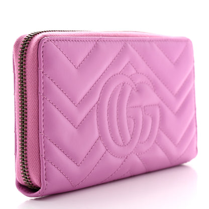Gucci Calfskin Matelasse GG Marmont Zip Around Wallet Candy Mousse 3 of 9
