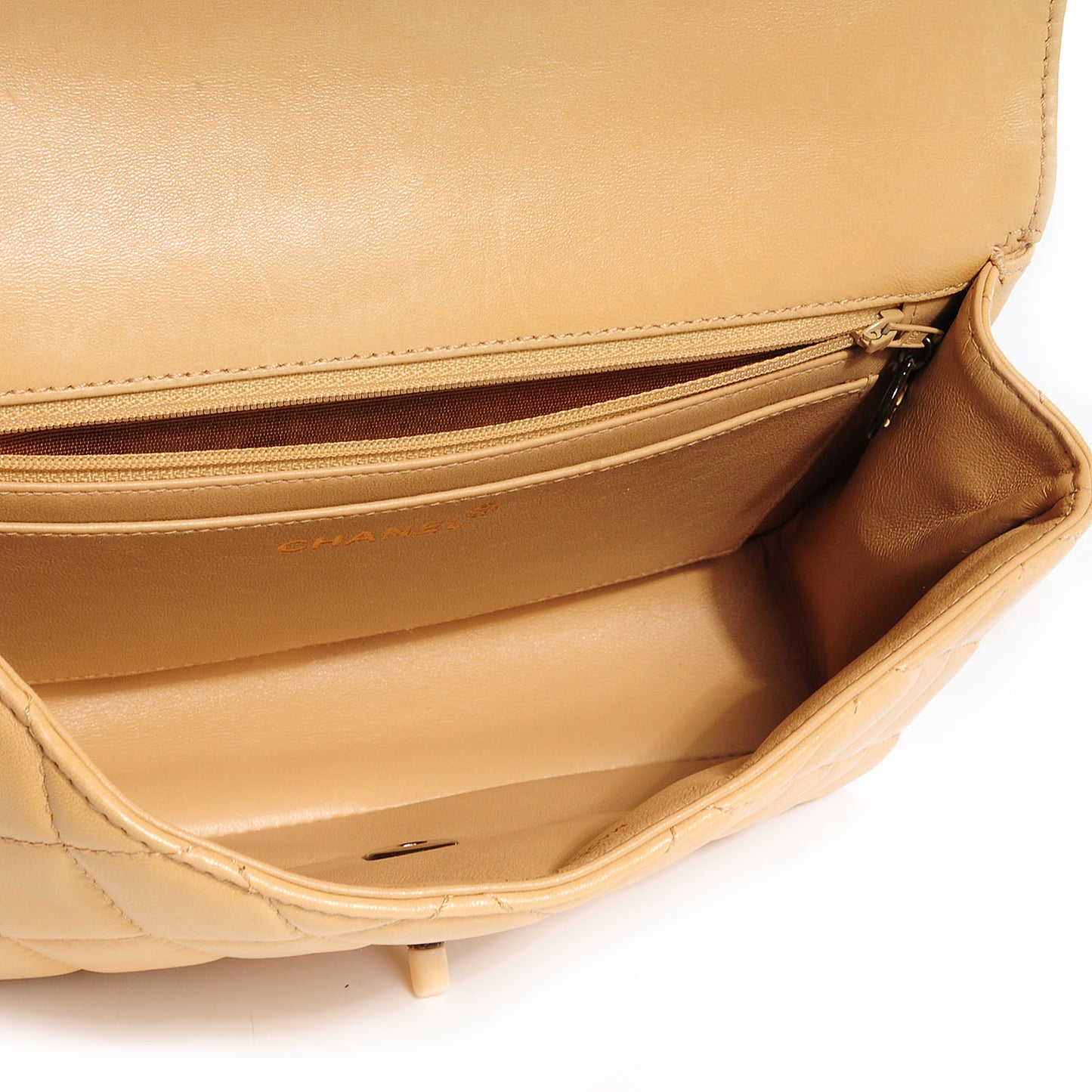 Lambskin Bekko Resin Medium Single Flap Beige